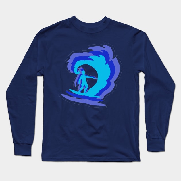 Surfer Catches a Wave Long Sleeve T-Shirt by Bluedaisy66